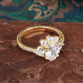 2 Carat Cluster White Moissanite Promise Ring Unique Oval Shaped Pave Halo Ring